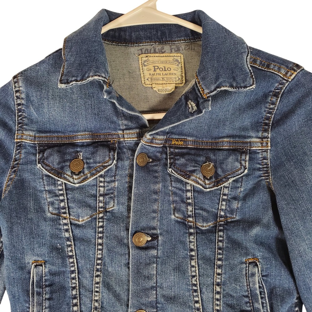 Polo Ralph Lauren Kids Denim Trucker Jacket Medium Wash Blue Size 10